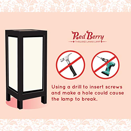 Red Berry Thailand Lanna Lamp SG_B00HUP898I_US Japanese Sakura/Cherry Blossom Lamp - Handmade Wood Table Lamp thumb #9