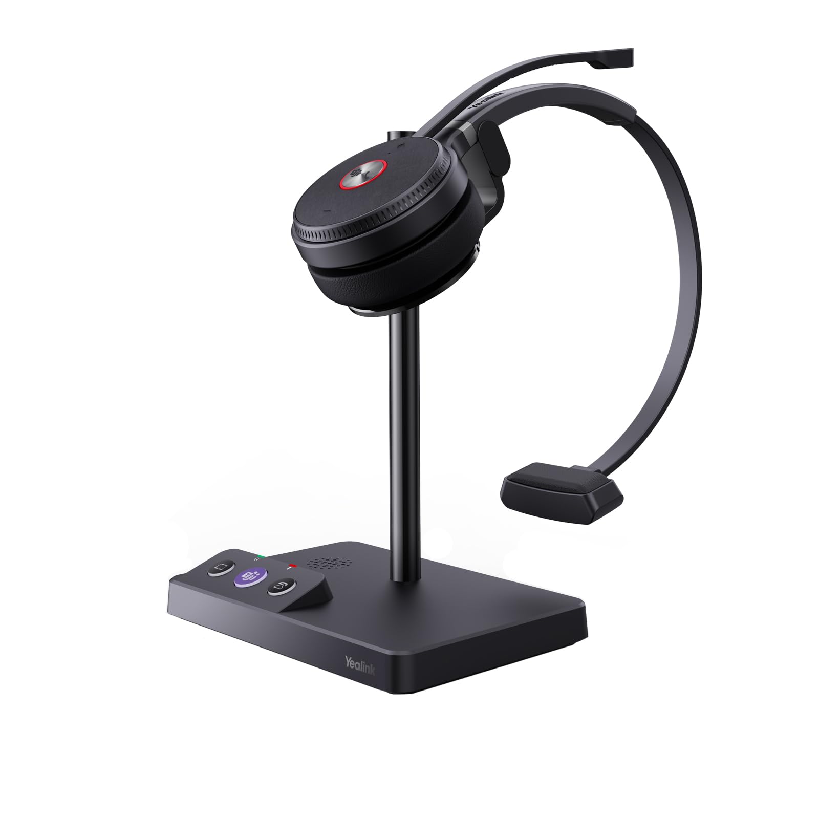 Yealink WH62 Auriculares inalámbricos DECT certificados para Equipos, Auriculares de Oficina de una Oreja para teléfono de Escritorio y softphone de computadora, micrófono con cancelación de Ruido, 1