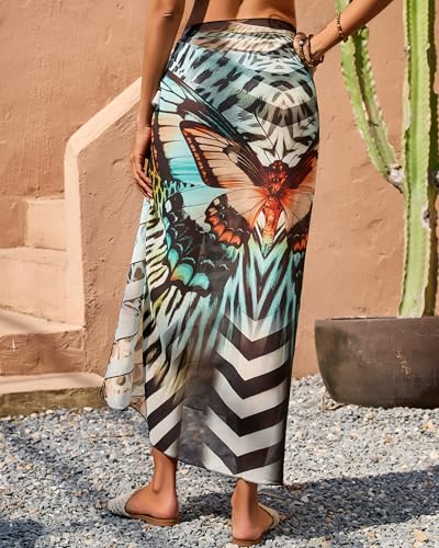 Image of Eicolorte Womens Beach Cover Up Chiffon Sheer Bikini Beach Swimsuit Coverup Sarong Pareo Wraps for Women
