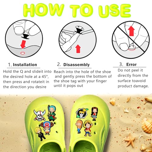 One Piece Anstecker, 33 Stück One Piece Schuh Charms for Crocs, PVC Anstecker One Piece Kinder, One Piece Stecker Set, One Piece Schuhanstecker, One Piece Pins, One Piece Schuh-Dekoration für Kinder