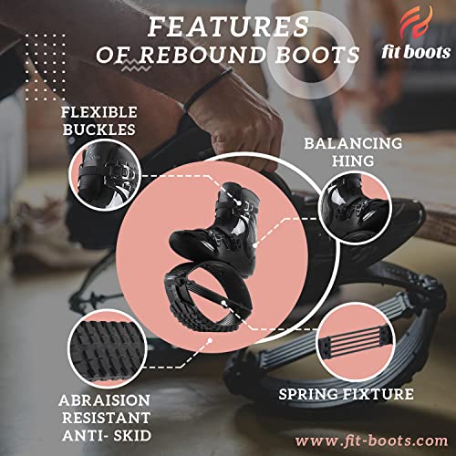 FIT BOOTS Premium Low Impact Rebound Shoe Fits kangoo Jumps for Extra Calorie Burn, Running, Virtual Fitness Classes (XL: 12-14 150-175 Lbs, Black/Black)