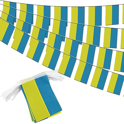 Image of Ukraine String Flag Pennant Banner - 38 Flags, 42 Feet Small Mini Ukrainian Flags Bunting Banner for Country Decoration, School, Party, Sports Events