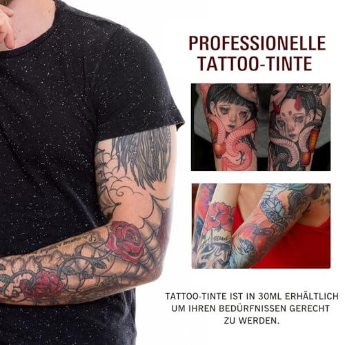 Rot Tattoo Tinte, 30 ML Neueste Stammes Färbung Permanent Body Make-up Super Rot Premium Tattoo Tinte Dynamische und lebendige Farbe Vegan Friendly Tattoo Farbe