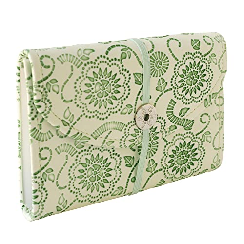 Faux Leather 13 Dividers, 12 tabs Organizer, Photo, Recipe Organizer, Receipt Organizer, Sticker Organizer, Cash Organizer (Light Green)