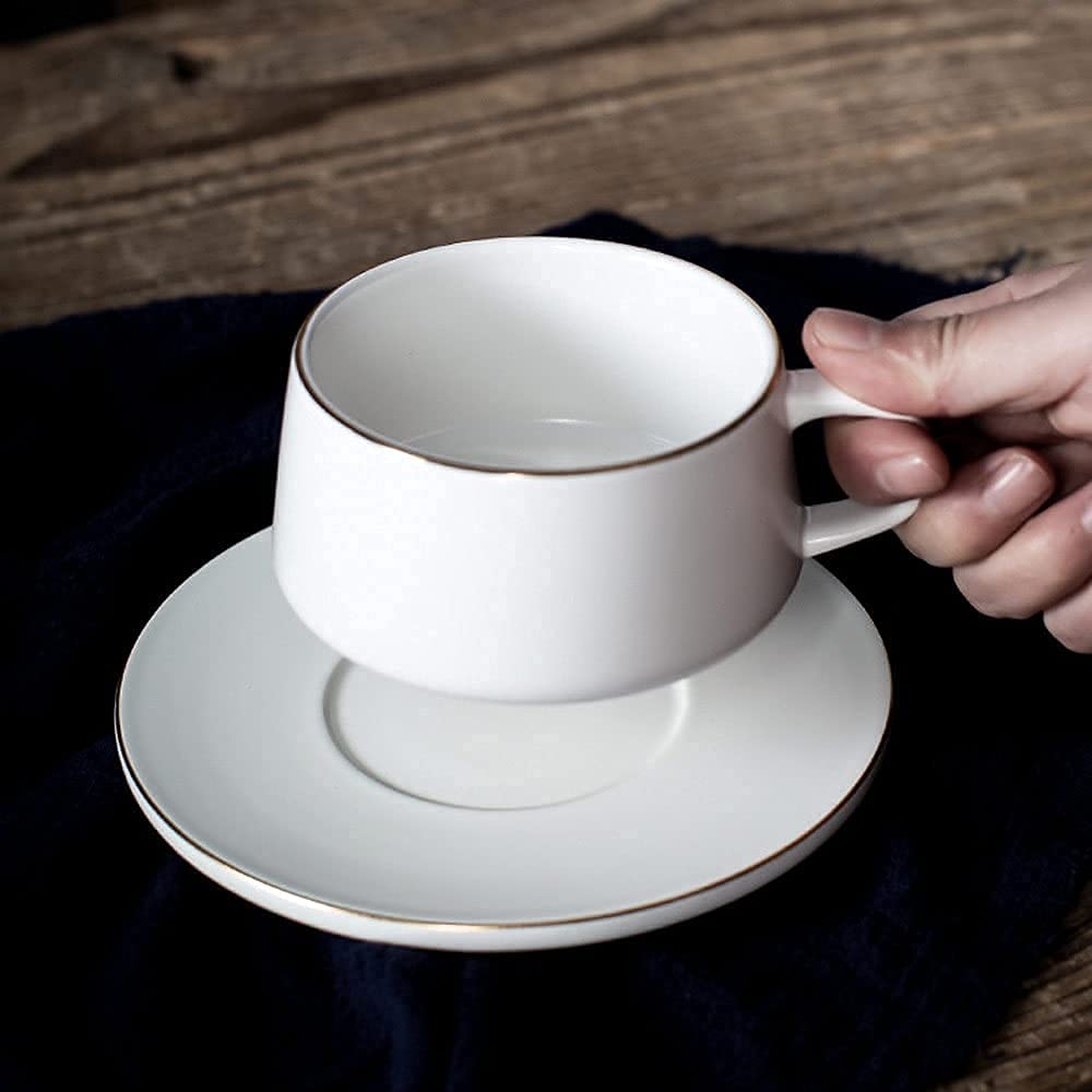 Taza de café de cerámica Espresso Latte Cappuccino Caramel Macchiato Latte Cup Oficina Hogar Tarde Taza de té Juego de platillos,