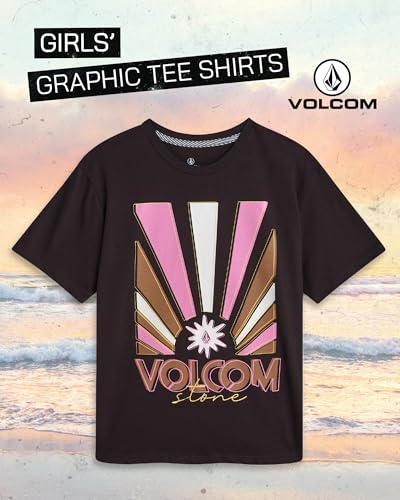 Image of Volcom Girls Shirts - Casual Crewneck Short Sleeve Graphic Tee Trendy Tops - Breathable Girls Summer Clothes