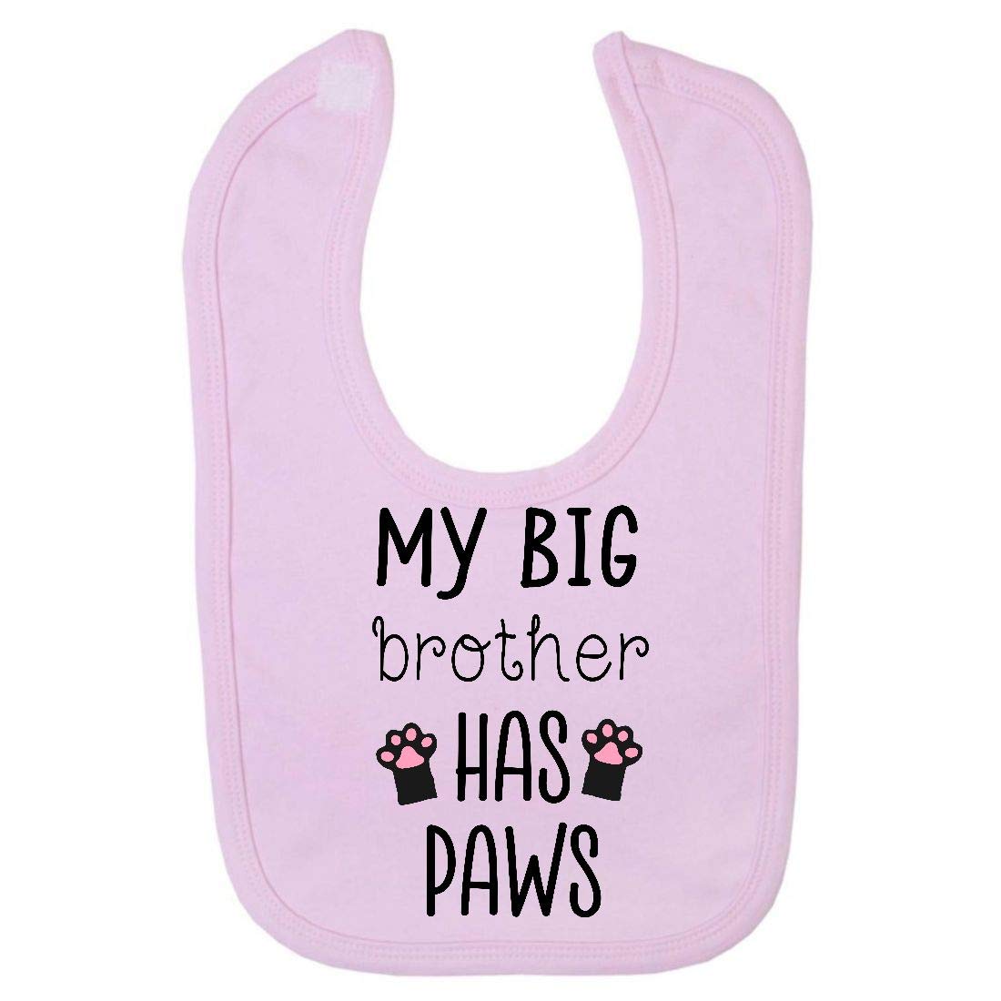 My Big Brother has Paws (Black cat New Baby Statement) [BBY3] Cotton Baby bib - Pastel Pink