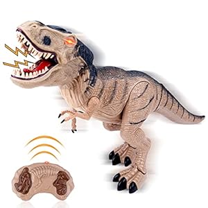 deAO RC Dinosaurio Inteligente a Radio Control Robot Teledirigido con Movimientos, Sonidos y Efecto de Humo Juguete Electrónico Multifuncional (T-Rex)