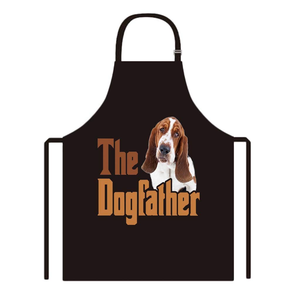 BAGEYOU Dog Father Apron with Basset Hound Chef Kitchen Cooking Arpon for Men Women