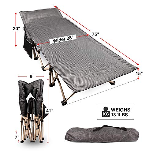 Image of REDCAMP Oversized Camping cots for Adults 500lbs, Extra Wide Sleeping Cots Tall Sleeping Cots Heavy Duty, XL Cots Portable for Outdoor Indoor Office, Grey