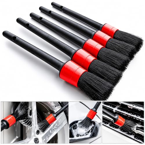 Image of 10pcs Auto Car Detailing Brush Set,Car Interior Cleaning Kit,Including 5pcs Car Detailing Brushes, 3pcs Wire Brush and 2pcs Different Soft Bristle dusting Brush for car Interior
