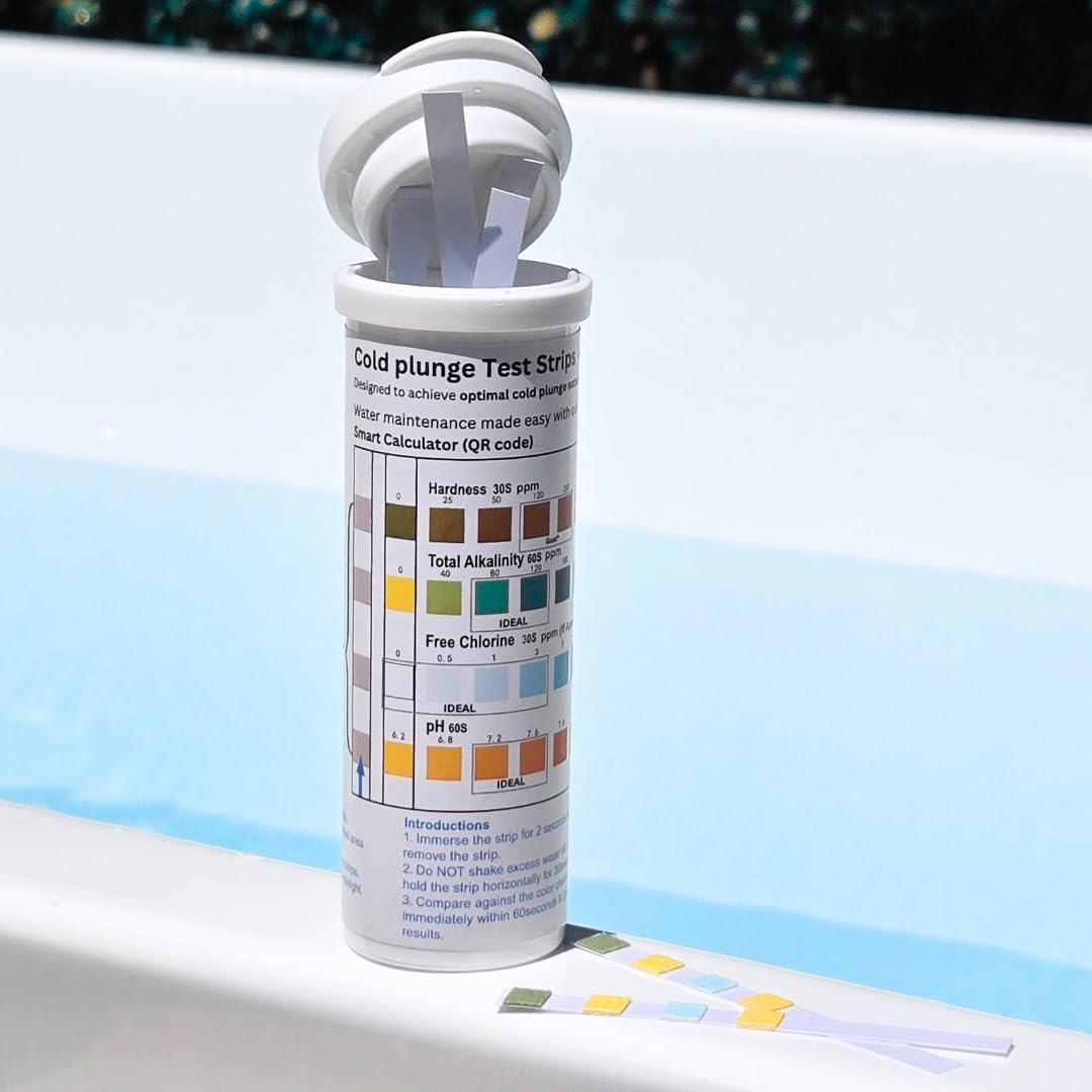 4-in-1 Cold Plunge Comprenhensive Water Quality Test Strips, Smart QR Code Testing, Measures Caplide Water-Cleaner Levels. 100 Test-Strips
