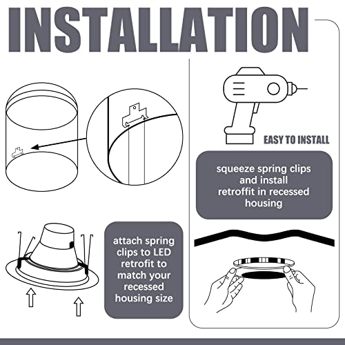 Dunzy 20 Pcs Recessed Light Clips Downlight Housing C Clips Retrofit For Downlight With Self Tapping Screws Metal Recessed Lighting Clips For Recessed Retrofit Down Light Can Lighting, Silver #TOP3