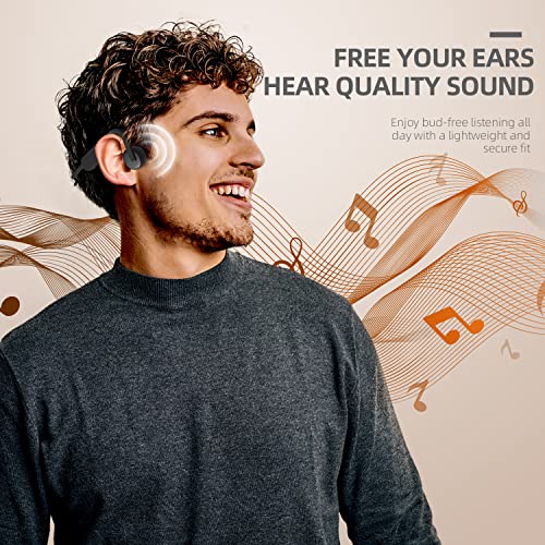 Chensive Bone Conduction Headphones, Wireless Headphones Bluetooth 5.0, Open Ear Headphones With Built-In Mic, Sweatproof Sport Headsets For Running, Cycling, Driving, Hiking, Yoga #TOP1