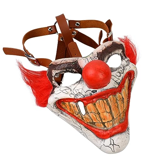 KJOCOS Scary Clown Mask Halloween Sweet Creepy Tooth Evil Latex Masks Cosplay Props Costume for Adults (Red Clown Mask)