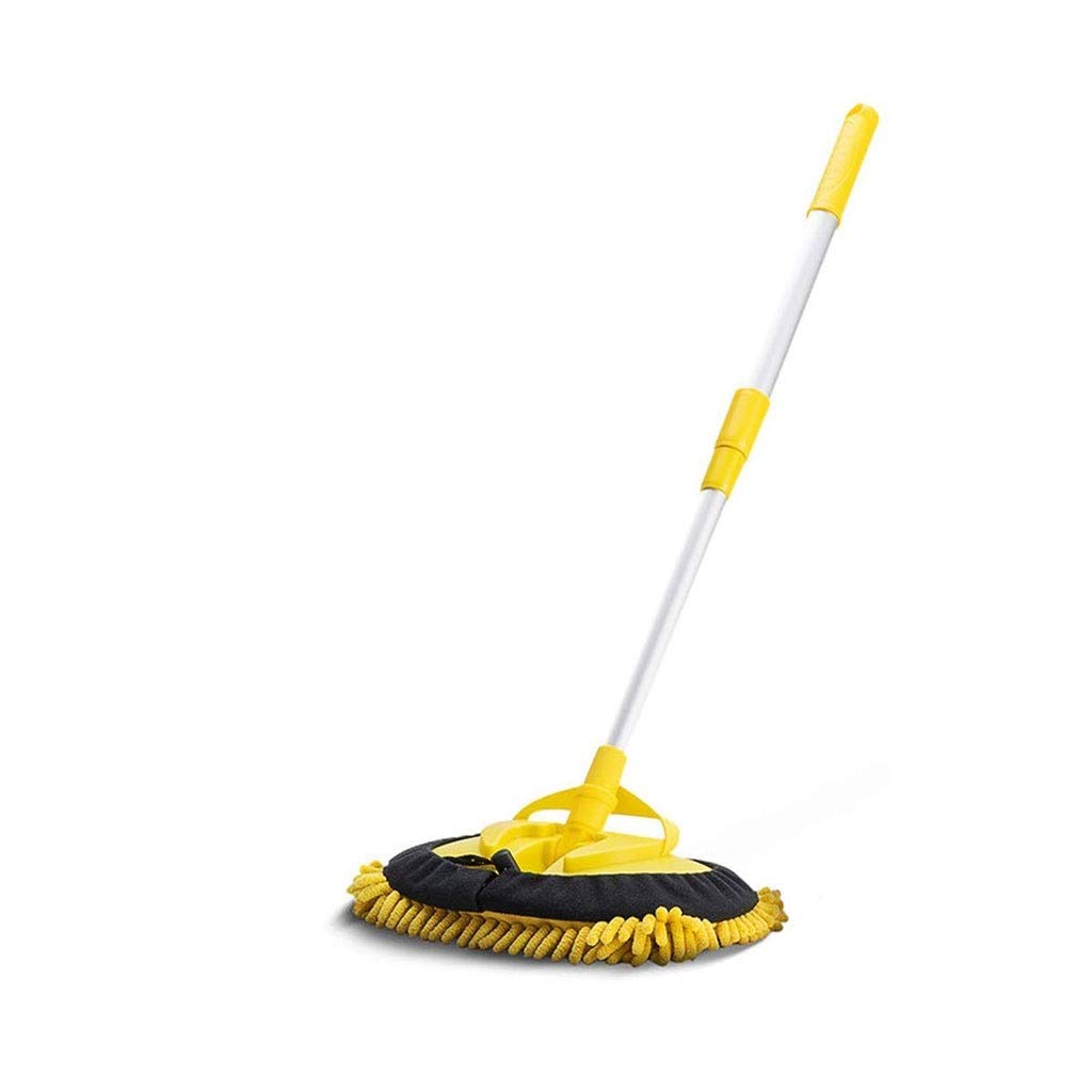 Mocio rotante in microfibra giallo – Spazzola versatile per la pulizia di interni ed esterni per ufficio e casa – Strumento efficiente per la cura del pavimento