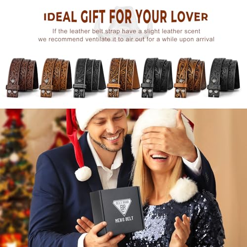 Image of BELTROAD Western Leather Belt Strap for Men Women Cowboy Cowgirl Leather Mens Belts for Jeans Birthday Christmas Belt Gifts