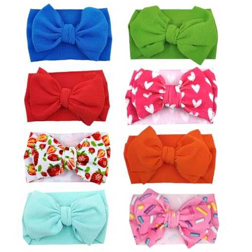 Image of GEZISAN St Patricks Day Bow Baby Headbands for Girls Hair Bows Turban Knotted Headwraps for Newborn Infant Toddlers Kids (PR03-8PCS)