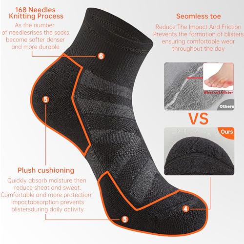 6 Pack Athletic Socks with Cushion Compression Running Ankle Socks for Men and Women4