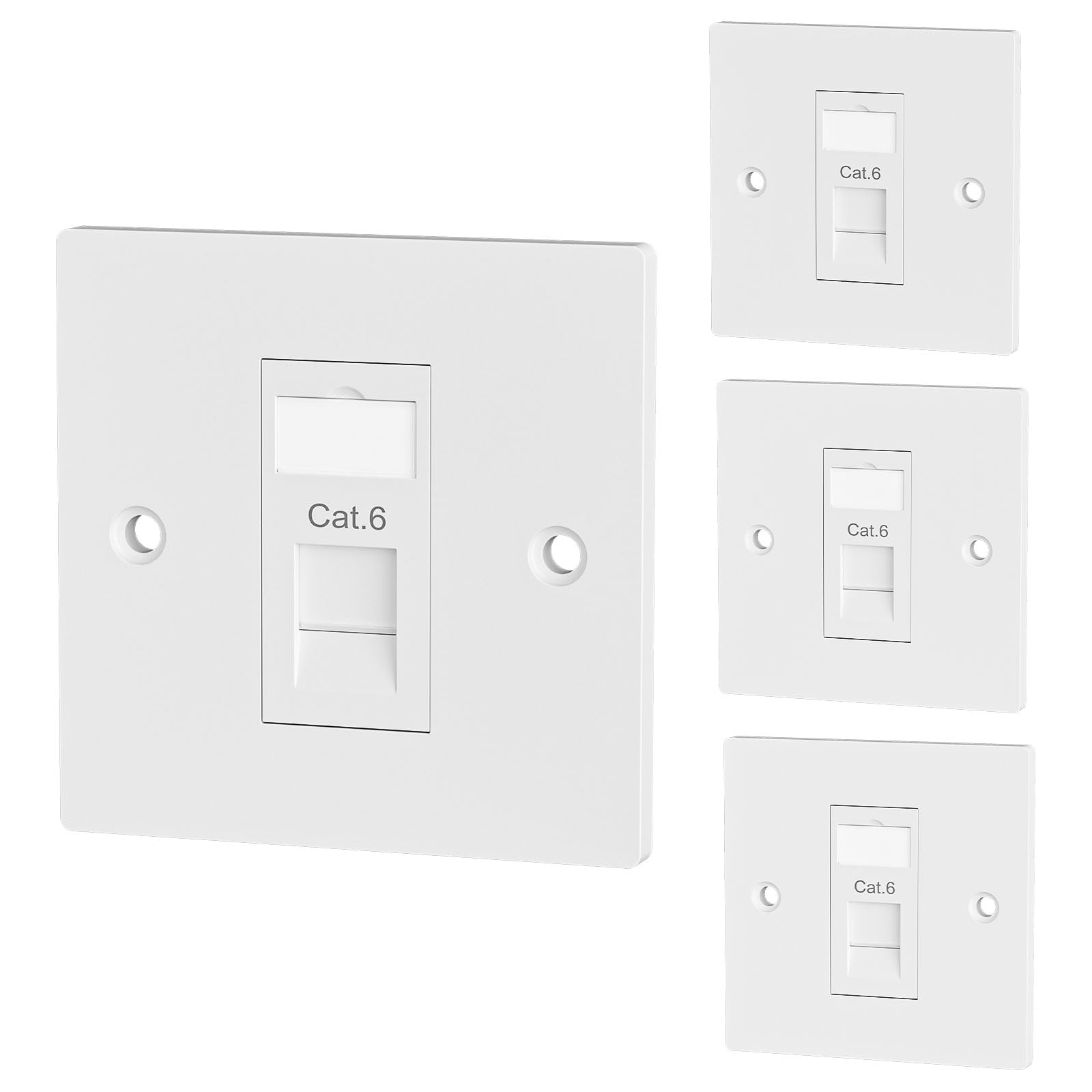 iwillink 1 Port RJ45 Socket Faceplate Wall Plate, Cat6 Single Port Ethernet Cable Networking Socket Box with Keystone Jack, Compatible with Cat5/Cat5e/Cat6 Cables, 4 Pack