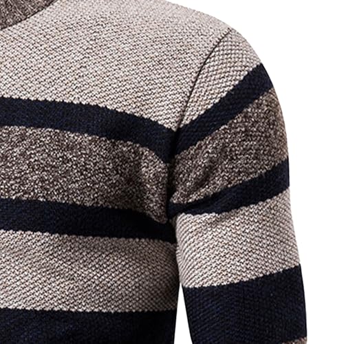 JEKE-DG Men's Stripe Print Full Zip Cardigan Sweater Stand Collar Knitted Sweater Casual Knitwear Sweaters with Pockets4