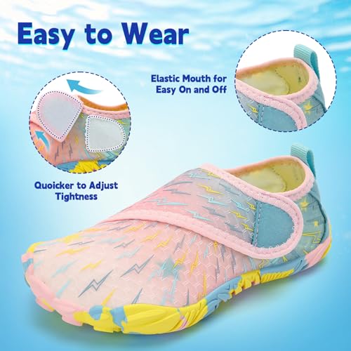 Image of Kids Water Shoes Boys Girls - Wide Toe Box Quick Dry Barefoot Shoes Breathable Non Slip Aqua Athletic Sneakers for Swim Beach Pool Kayak Hiking Sand Walking Travel Essentials (Little Kid /Big Kid)
