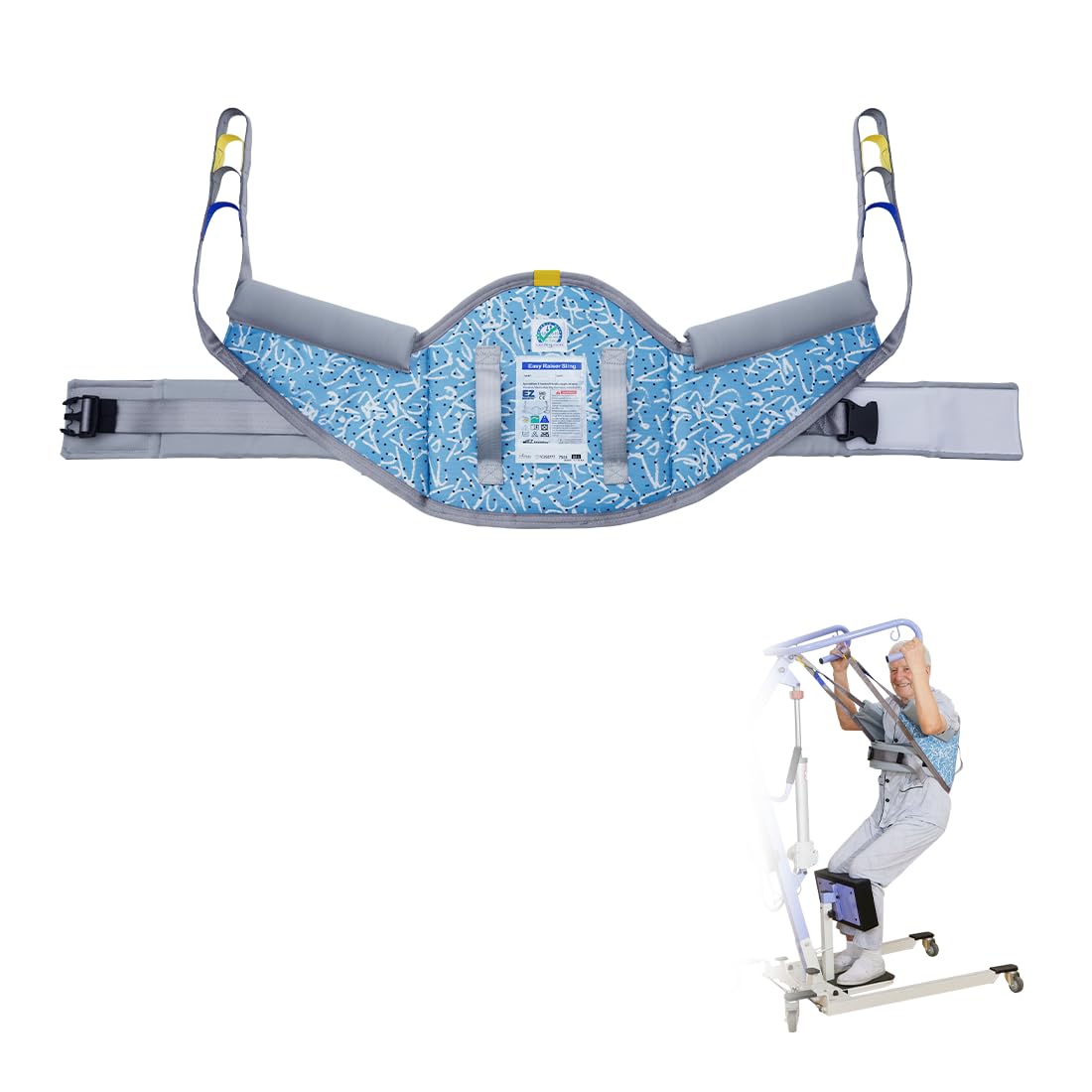 Patientenlifter Hebegurt für Senioren, Gepolsterter Transfergurt mit Rutschfester Taille, Aufstehhilfe für die Häusliche Pflege, 230kg Tragfähigkeit (simple stripes, mittel)