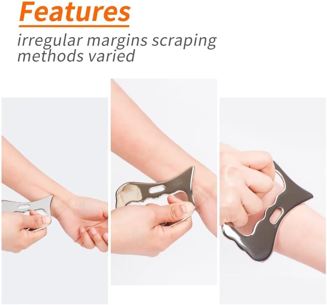 Healthandwealth ™ Guasha Massage Equipment, Grade Stainless Steel Scraping Tool for soft tissue upgradation Healthandwealth ™ Guasha Massage Equipment, Grade Stainless Steel Scraping Tool for soft tissue upgradation