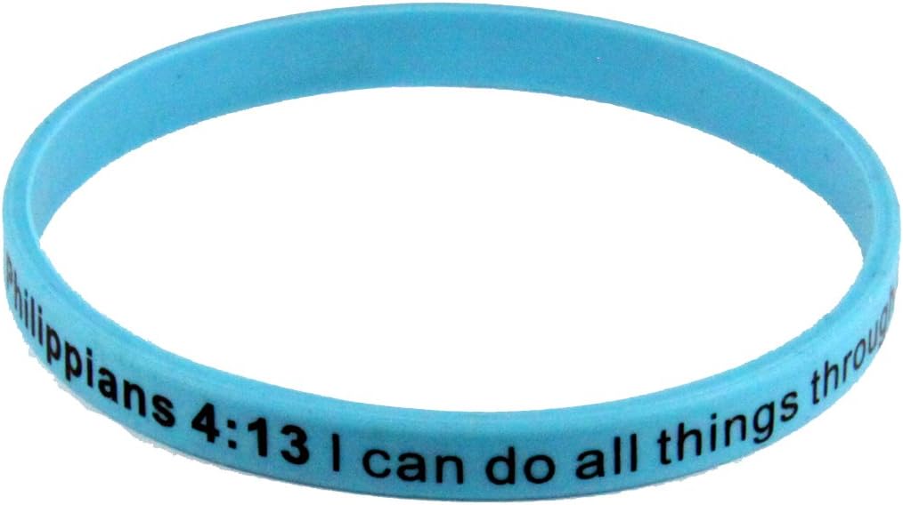 8140004 Set of 3 Philippians 4:13 I Can Do All Things Thin Silicone Bracelet Band 6mm Adult Size