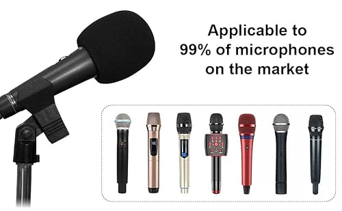 5 Stück Mikrofon Windschutz, Staubdicht und Antibakteriell Mic Foam Cover, Handmikrofon Windschutz mit Guter Elastizität Kontraktilität, Pop Schutz Mikro für KTV, Outdoor-Aktivitäten (Schwarz)