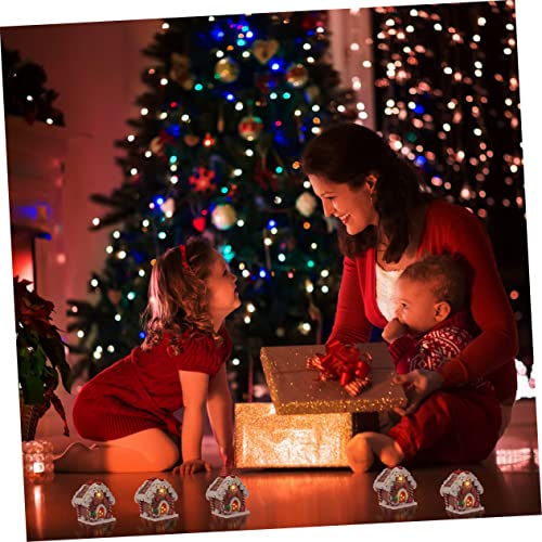 Ciieeo 1 Unidade casa de natal brilhante resina micro decoração de casa presentes criativos natal fe