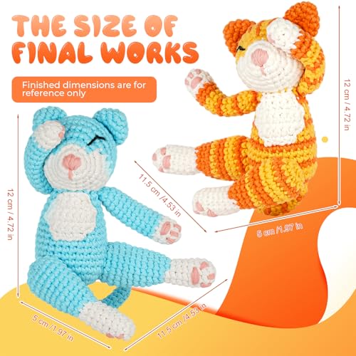 Image of Gipony Crochet Kit for Beginners Animal,Crochet Animal Kits,Crocheting Kit for Starters,Learn to Crochet with Step-by-Step Video Tutorials,Beginner Crochet Kits for Adults(2 Pack Cat)