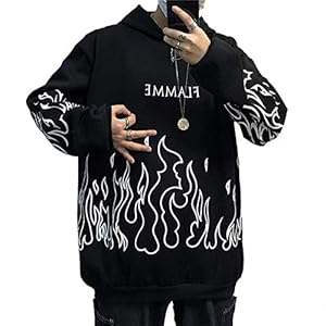 Mannen Casual Letter Print Vlam Grafisch Oversized Lange Mouwen Sweatshirt Hoodie Truien Tops