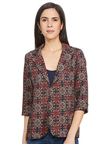 Image of BIBA Women Art Silk Straight Printed Jacket