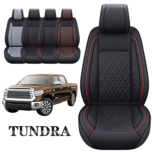 Image of Aierxuan Front Toyota Tundra Seat Covers Waterproof Leather (Black-Red)