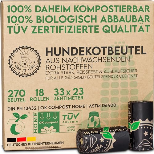 HUND IST KÖNIG Hundekotbeutel biologisch abbaubar [270 Stk.] 100% kompostierbare Kotbeutel für...