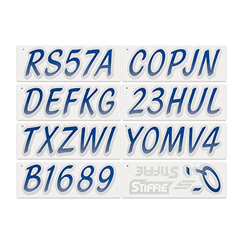 Image of STIFFIE Whipline Navy /Silver 3 inch Boat & PWC Registration Decals • Numbers Letters Stickers