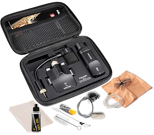 NUX B-6 Wireless Saxophone Mic System with Charging Case High-Resolution 2.4GHz B-6SAX Microphone with Tonebird Sax Care Bundle