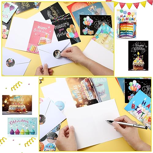 Image of Harloon 200 Pack Happy Birthday Card Assorted Bulk with Blank Envelopes and Stickers 4 x 6 Inches Greeting Blank Happy Birthday Cards for Men Women Adults Kids, 20 Styles(Actual Style)