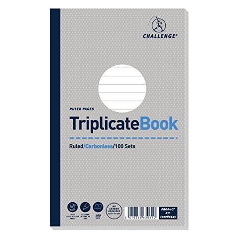 Challenge Triplicate Book Carbonless Ruled Ref D63061 [Pack of 5], White, 210 x 130 mm Cover