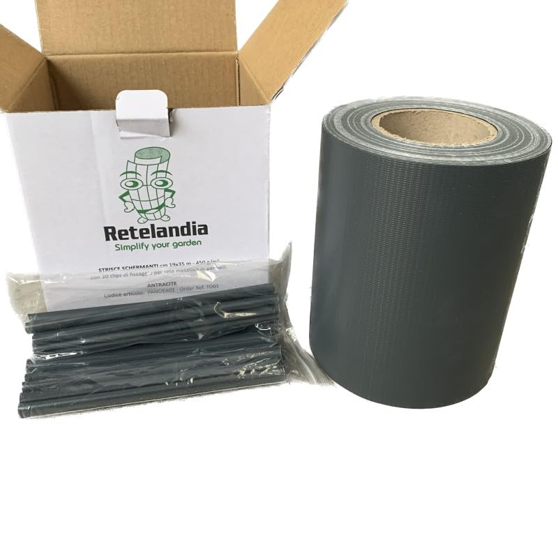 Strisce Schermanti in PVC per Recinzioni a Pannelli - Fasce Frangivista per Cancellate di Giardini, Ringhiere di Balconi, con Clips di Fissaggio - 35 m x 19 cm - Antracite
