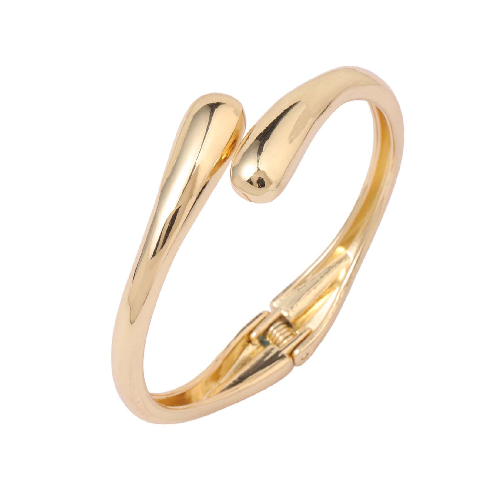 Yamobi 2 piezas de brazaletes dorados gruesos para mujeres, conjunto de joyería gruesa, brazaletes dorados impermeables y resistentes al deslustre para ocasiones especiales