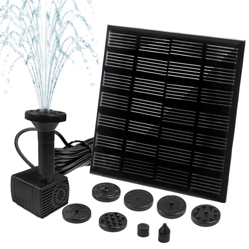 Fuente Solar Jardin Exterior, ACTOYS Bomba De Agua Solar, con 8 Boquillas, para Jardín Baño De Pájaros, Pecera, Estanque Pequeño (A)