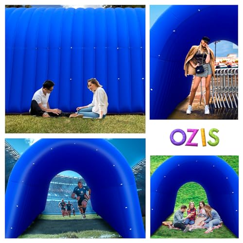 Image of OZIS 24FT Inflatable Tunnel Sports Entrance with Installed Blower Inflatable Tunnel Tent for Business Advertising Event Exhibition Promotion,Street,Shop,Supermarket,School(Blue, 24x10x10Ft)