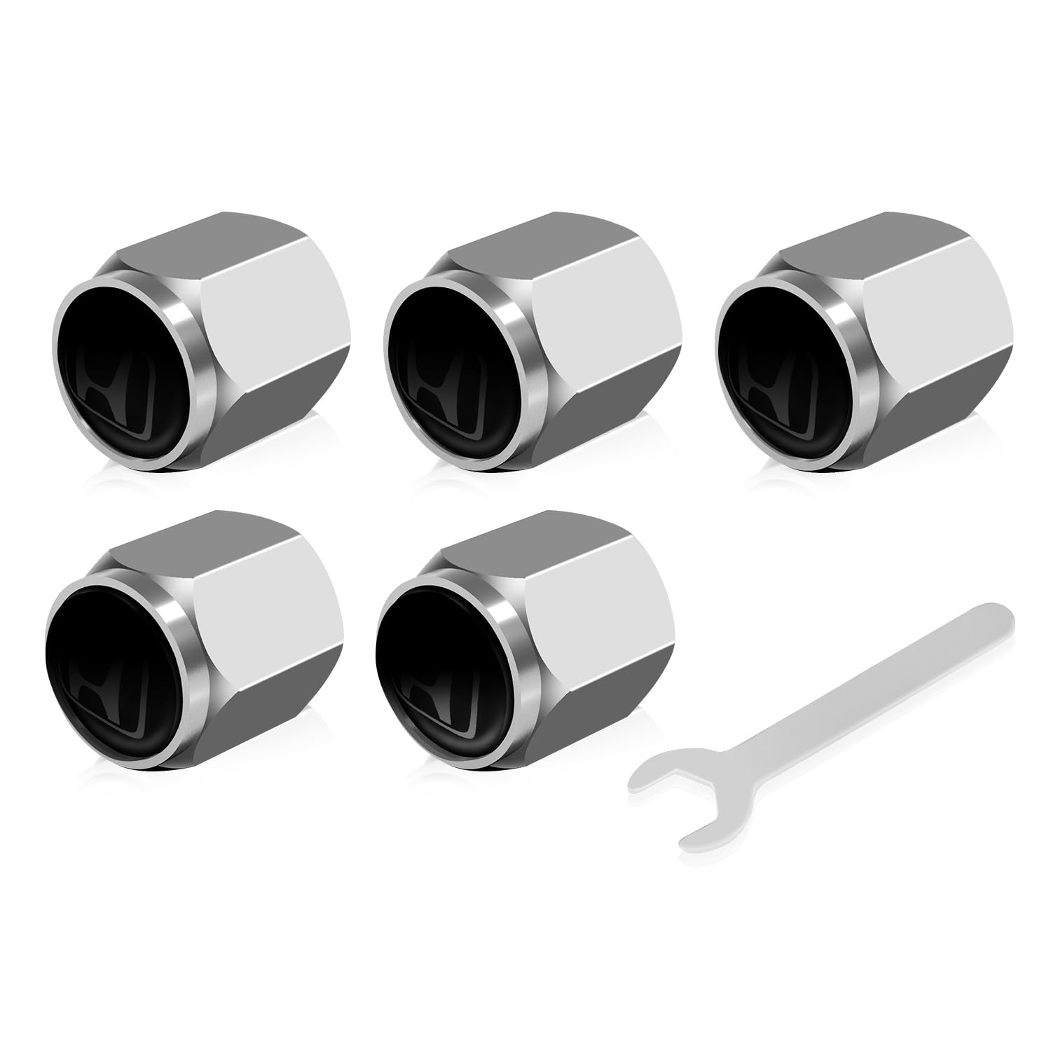 5pcs Alloy Tire Valve Stem Caps for - Fits Accord, Civic, CR-V, Pilot, S2000, NSX, EX, EX-L, LX, Touring, Anodized Aluminum Wheel Accessories