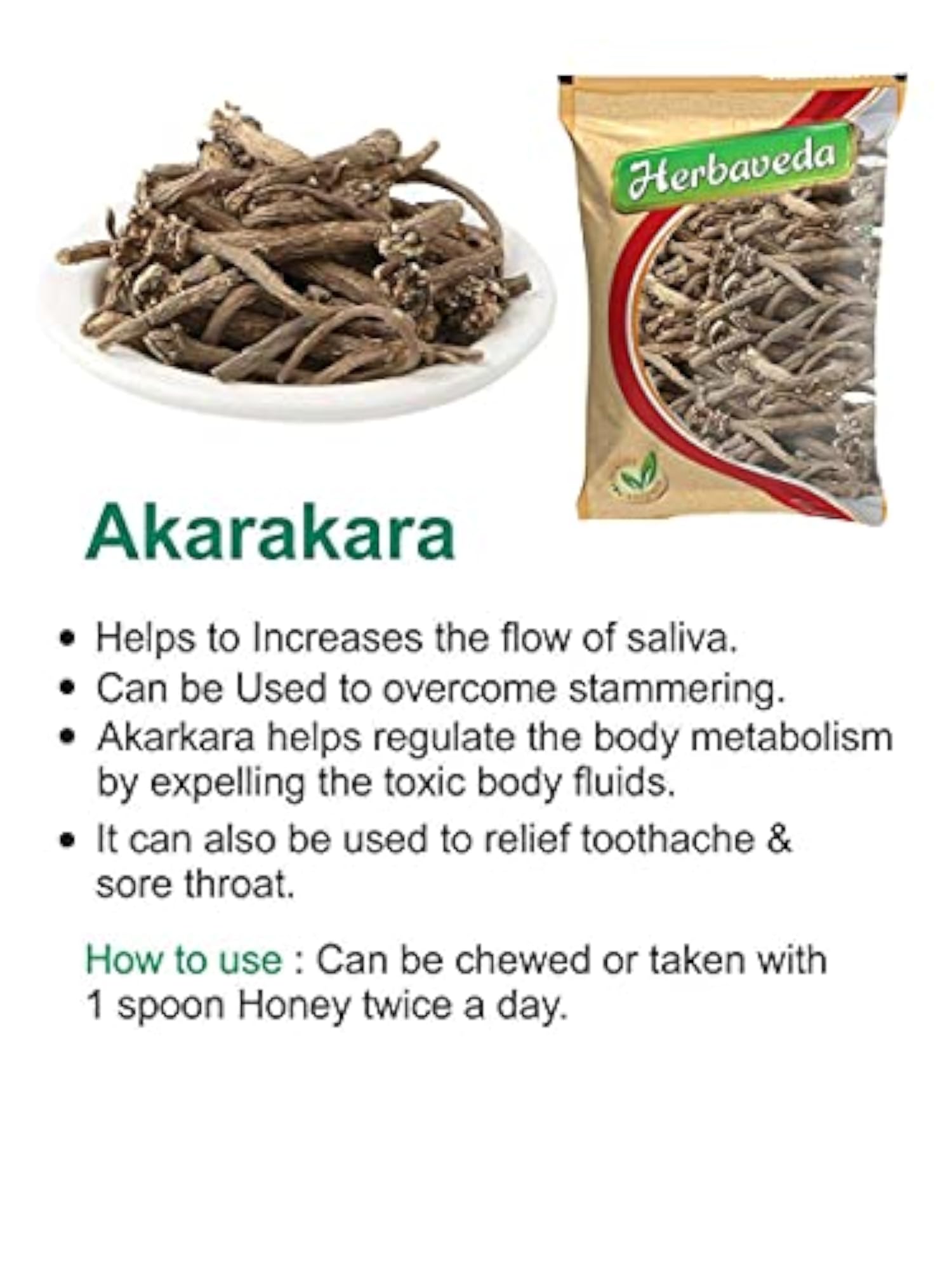 Herbaveda Akarkara Indian Powder, 100g