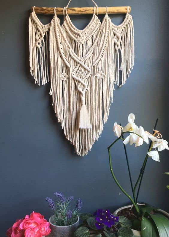 Miniatura 4 de Macrame Wall Hanging Boho Home Decor Chic Woven Decoration for Bedroom Living Room Apartment Dorm Gallery Perfect Handmade Christmas Gift Ideas,