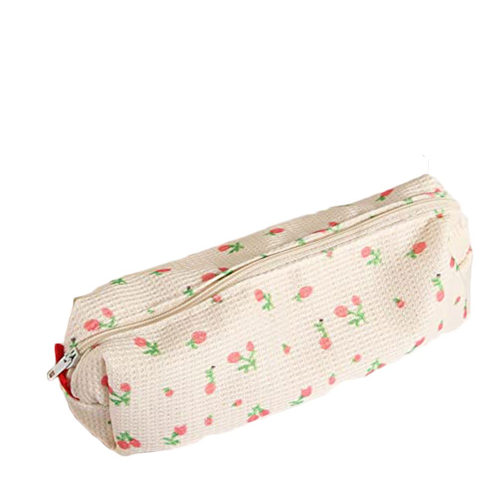 Estuches de lápices Escolar Simple Flores Pequeñas Papelería Estilo Fresco Soporte de la pluma Bolsa de maquillaje Bolsas de almacenamiento (rosa)
