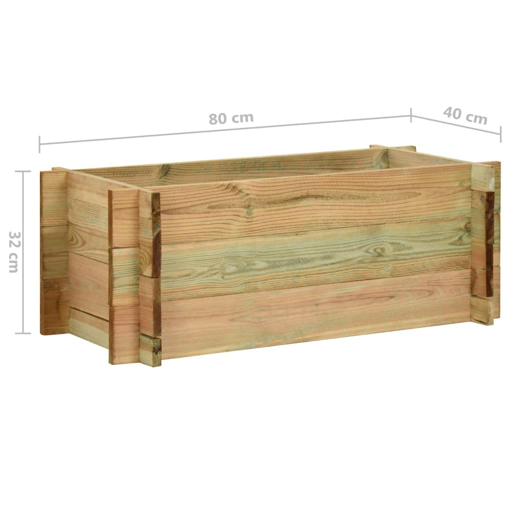 Jardinière surélevée en Bois de pin imprégné 80 cm, bac Plante 80 x 40 x 32 cm, Pot Cache pour Balcon terrasse Jardin extérieur avec Drainage et réserve Eau