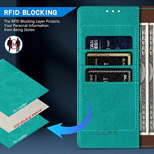 Image of ZZXX for Google Pixel 7a Wallet Case Magnetic Closure 6.1 inch,Lake Blue